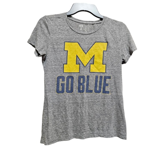 University of Michigan Wolverines GO BLUE Gray T Shirt Womens Extra Small XS - Picture 1 of 3